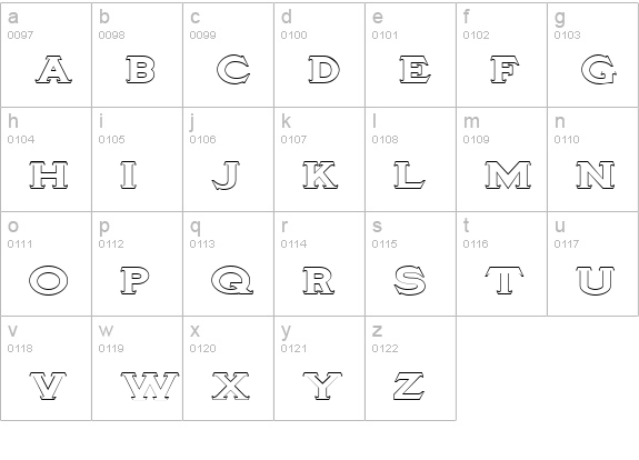 TinplateTitlingWide lowercase a-z preview