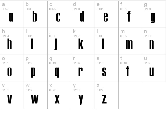Tipo PRESS lowercase a-z preview