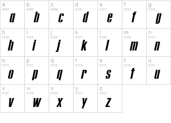 Tipo PRESS Italic lowercase a-z preview