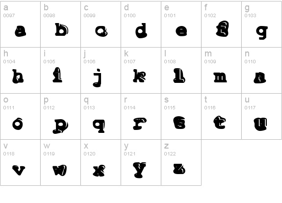 TiptonianRegular lowercase a-z preview