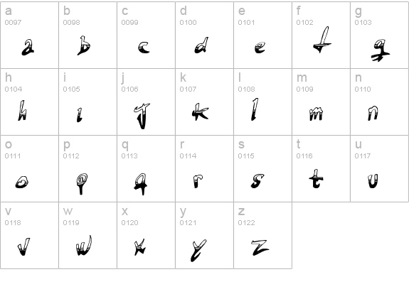 TIRED TERRORIST lowercase a-z preview