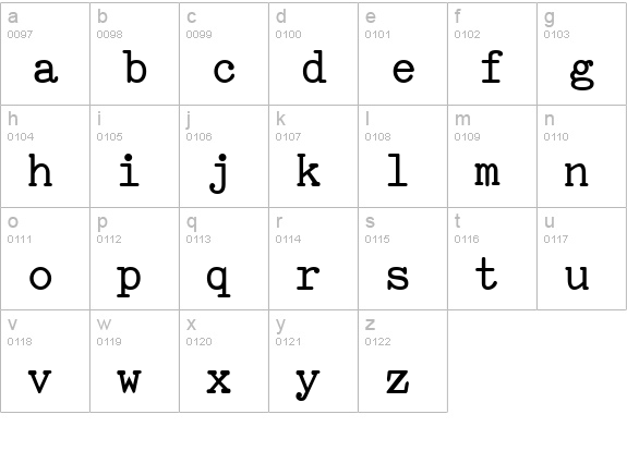TiredOfCourier Bold lowercase a-z preview