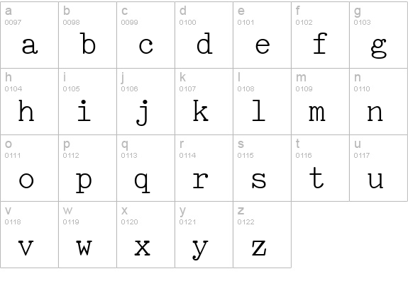 TiredOfCourier Plain lowercase a-z preview