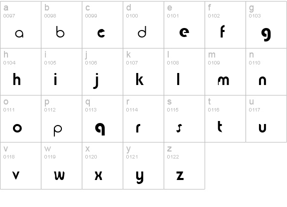 tjockebo lowercase a-z preview
