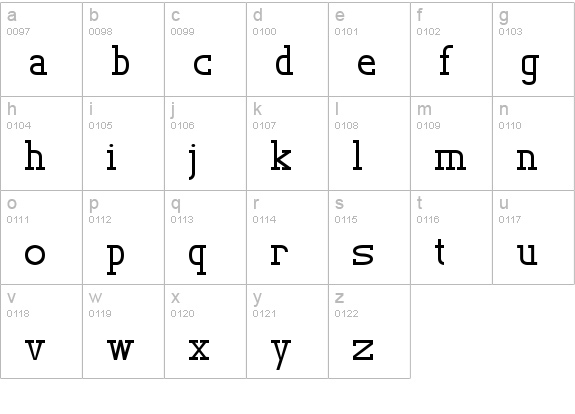TL Serif lowercase a-z preview