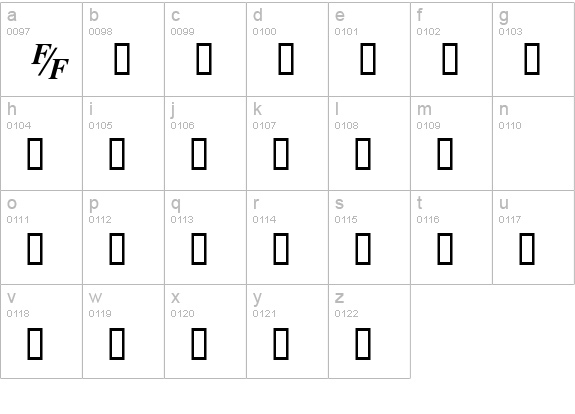 TmsFE BoldItalic lowercase a-z preview