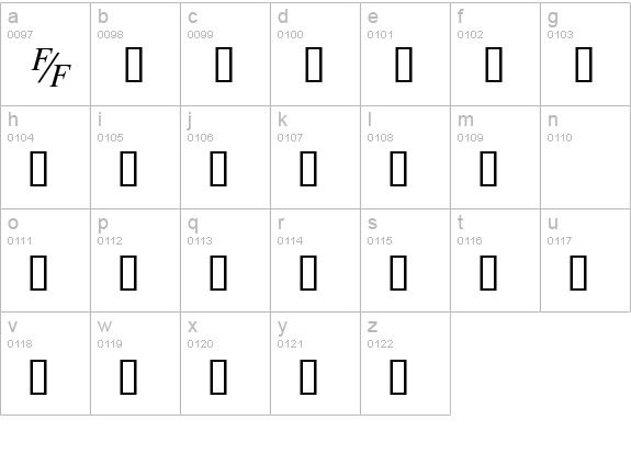 TmsFE Italic lowercase a-z preview