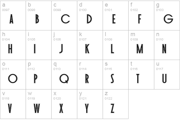 Toasted Vein BTN Inline lowercase a-z preview