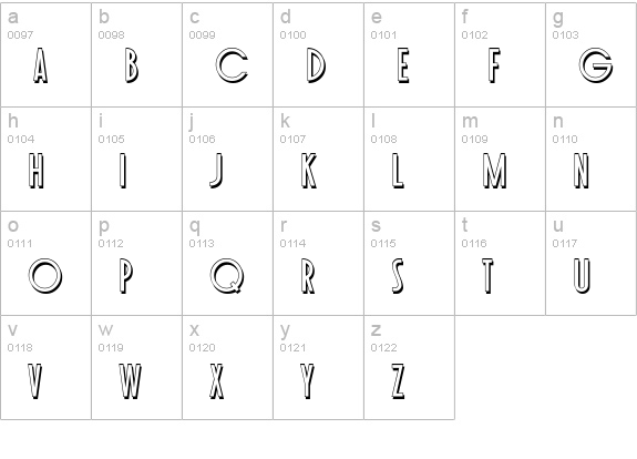 Toasted Vein BTN Shadow lowercase a-z preview