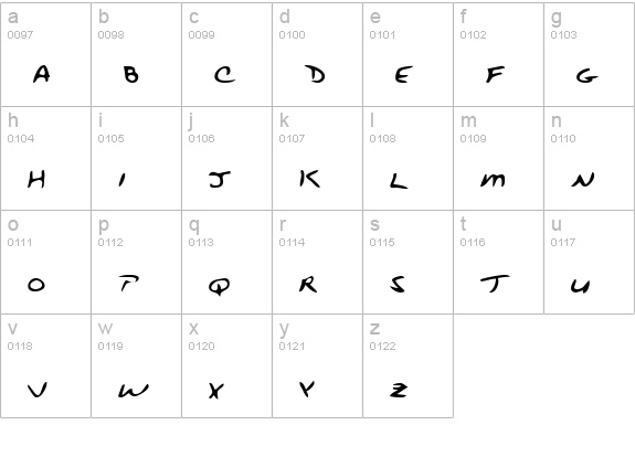 ToddsHand Regular lowercase a-z preview