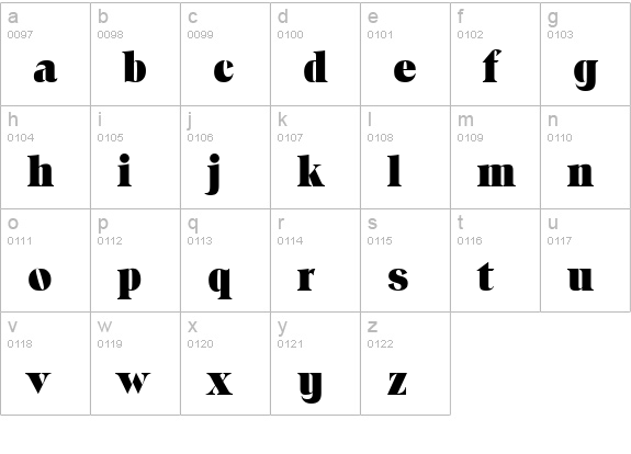 Toledo Heavy SF Bold lowercase a-z preview