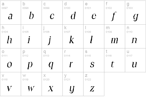 ToledoAntique-Italic lowercase a-z preview