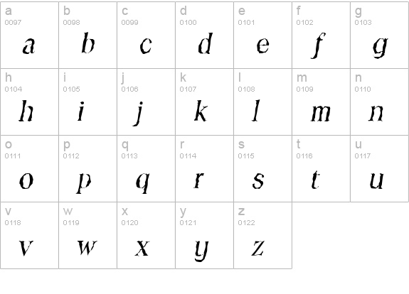 ToledoRandom-Italic lowercase a-z preview