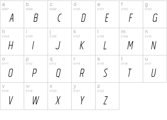 Tolyer Light no.4 Oblique lowercase a-z preview
