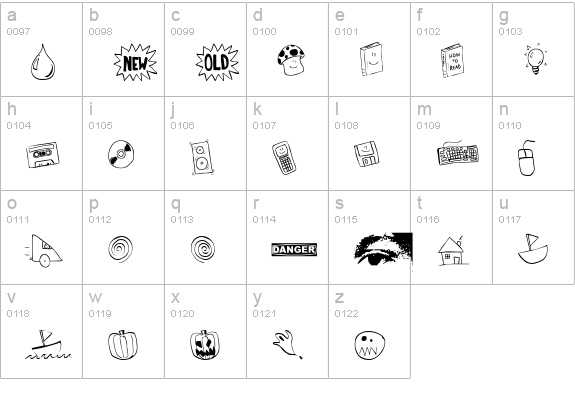 Tombats One lowercase a-z preview