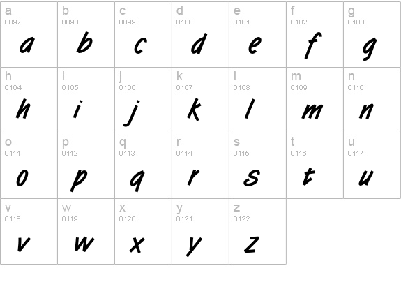TomboyBold lowercase a-z preview