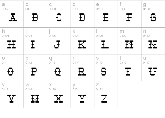 Tombstone Expanded lowercase a-z preview