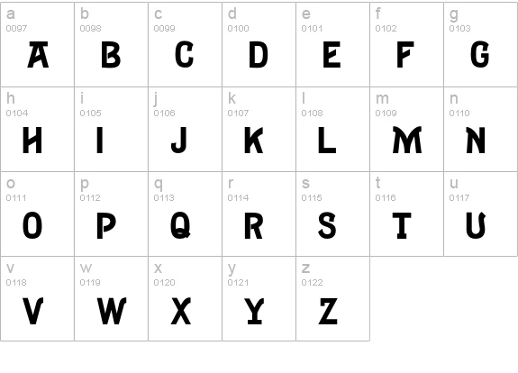 Tombstone-Solid lowercase a-z preview