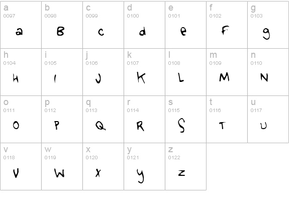 Tongue Of Colicab lowercase a-z preview