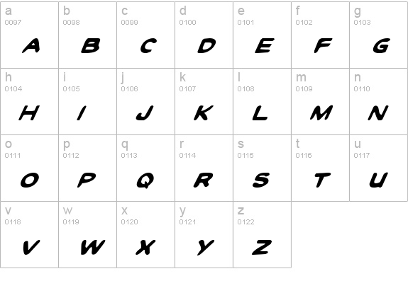 Toon Town Industrial Italic lowercase a-z preview