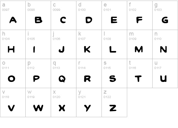 Toon Town Industrial Regular lowercase a-z preview