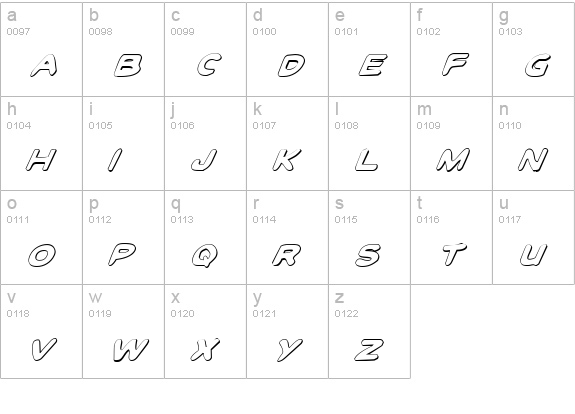 Toon Town Industrial Shad Ital lowercase a-z preview