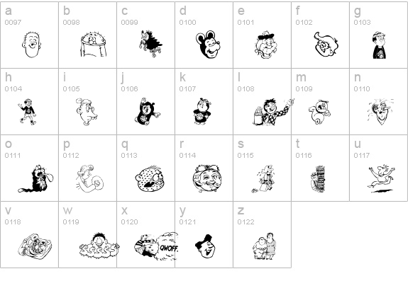 Toons One lowercase a-z preview