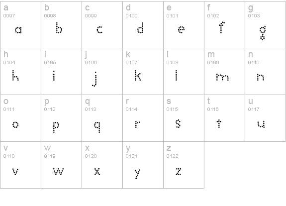Tootlebug lowercase a-z preview