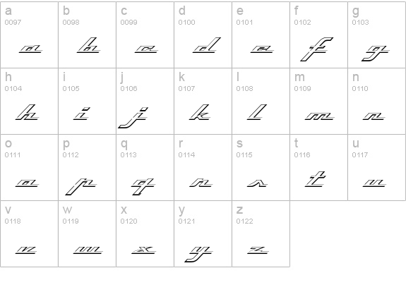 Top Speed Outline lowercase a-z preview