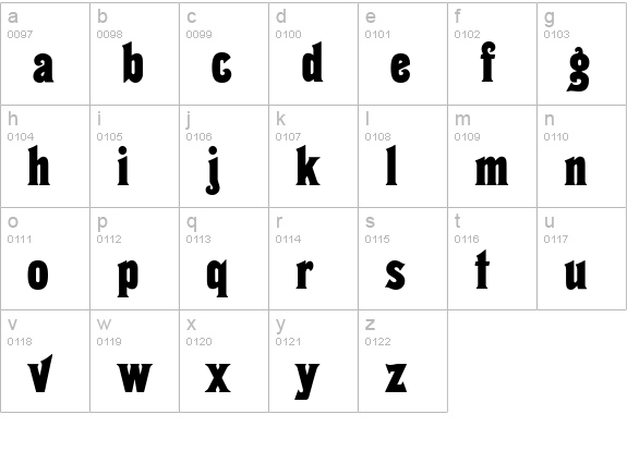 Topaz lowercase a-z preview