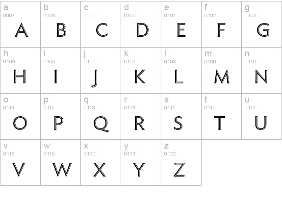 Topaz Shaded lowercase a-z preview