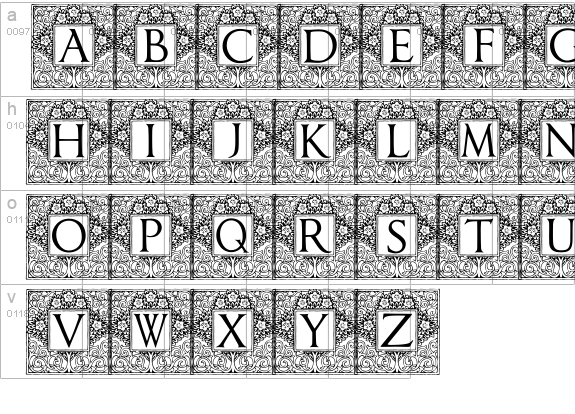 Topiary_Initials lowercase a-z preview