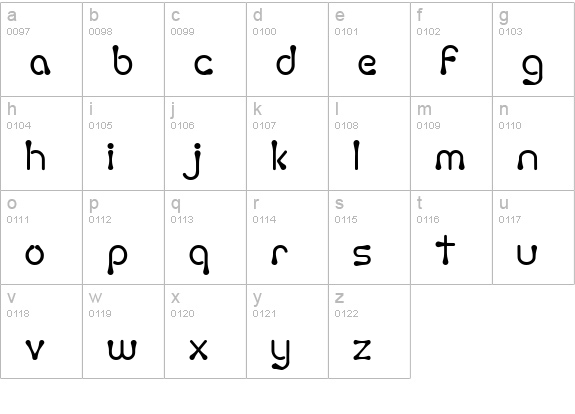 Torcing Away 2000 lowercase a-z preview