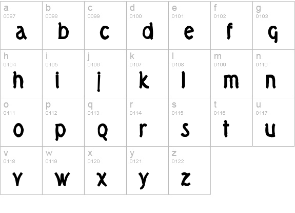 Tork Ink lowercase a-z preview