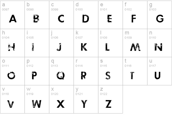 TOSCA ZERO lowercase a-z preview