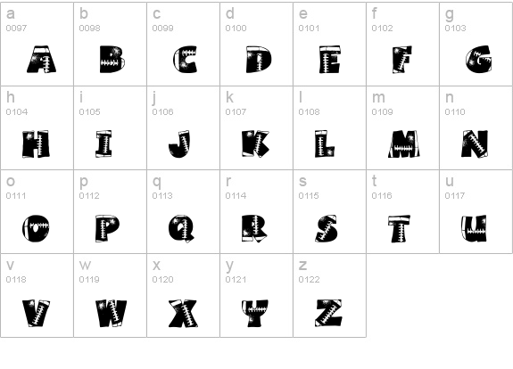 Touchdown lowercase a-z preview