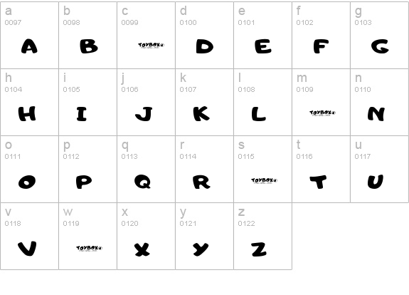 Toy lowercase a-z preview
