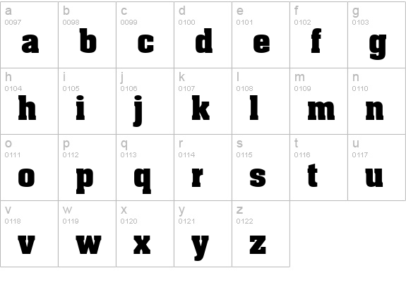 TR Aardvark Bold lowercase a-z preview