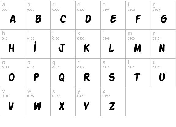 TR Action Man Bold lowercase a-z preview