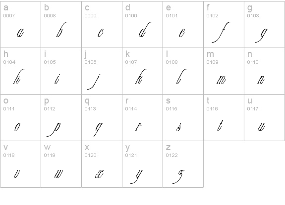 TR Alexei Copperplate lowercase a-z preview