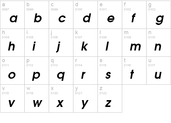 TR Avalon Bold Italic lowercase a-z preview