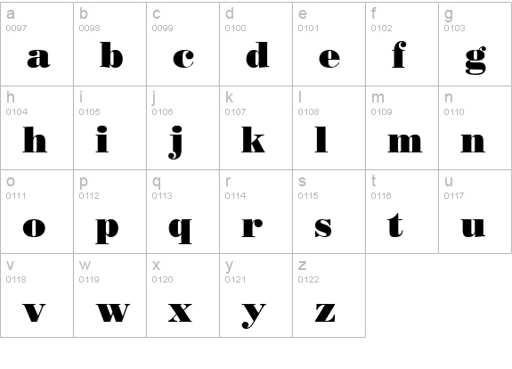 TR Bodnoff lowercase a-z preview
