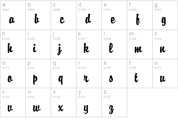 TR Briquet lowercase a-z preview
