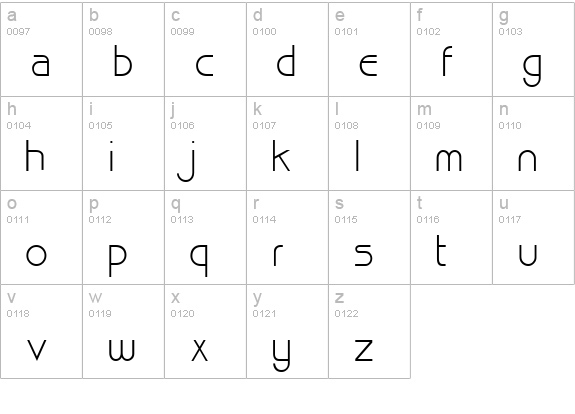 TR Brisk lowercase a-z preview