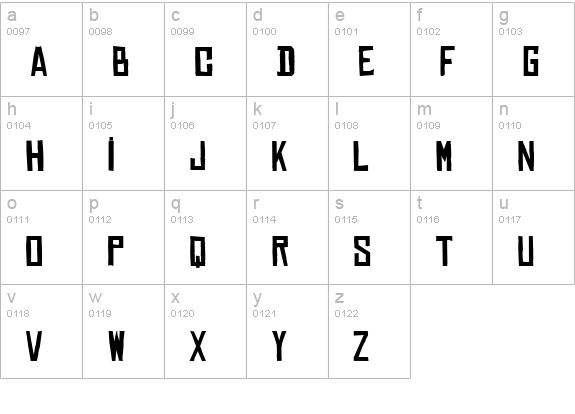 TR Chinese Rocks lowercase a-z preview