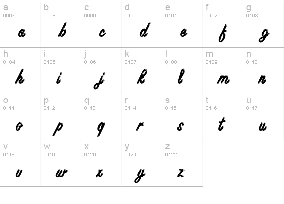TR Freestyle Script Bold lowercase a-z preview