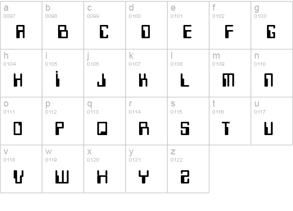 TR Keypunch lowercase a-z preview