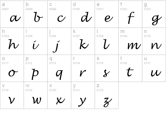 TR Lucida Handwriting Italic lowercase a-z preview