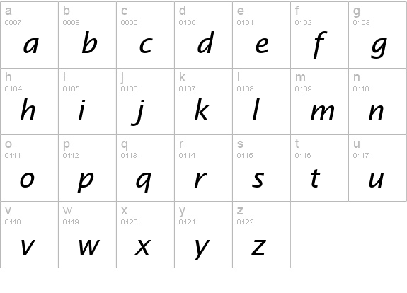 TR Lucida Sans Italic lowercase a-z preview