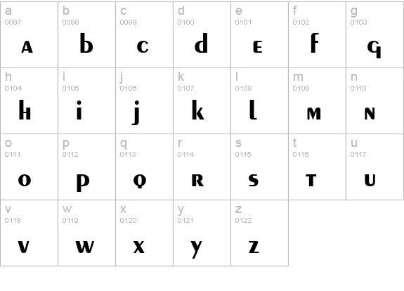 TR Penguin Bold lowercase a-z preview
